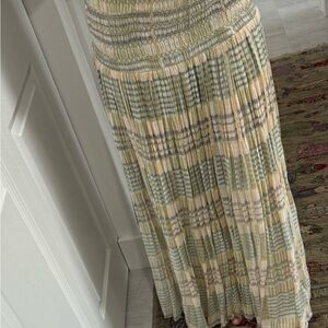 Free People Striped Pleated Maxi Skirt